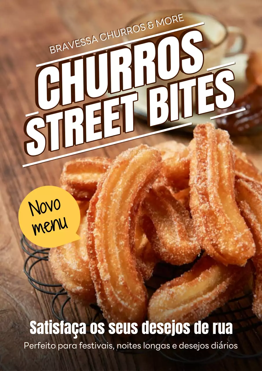 Cartaz de propaganda de comida de rua rústica marrom