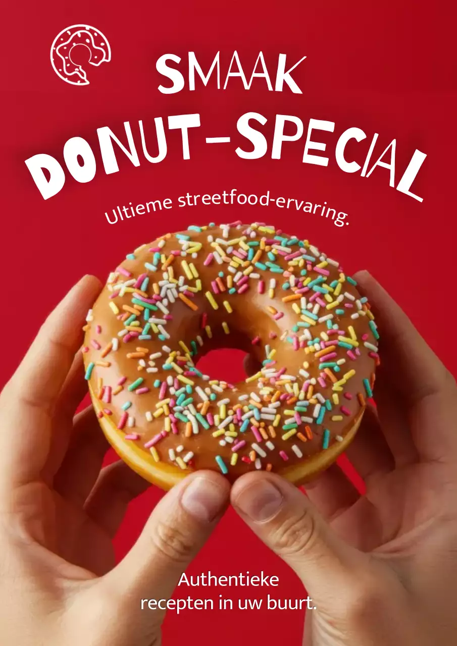 Rode Trendy Donut Promotie Poster