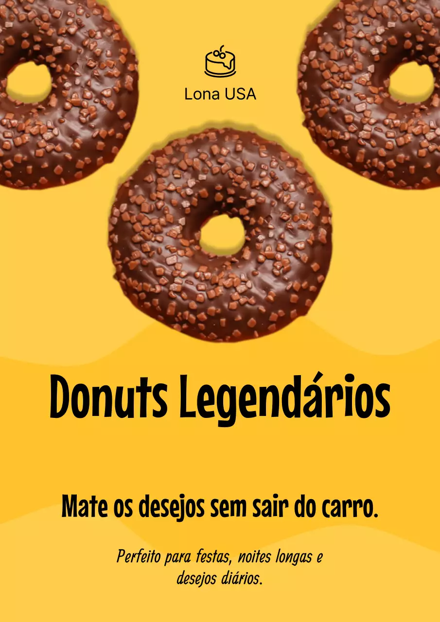 Cartaz de propaganda de donut amarelo moderno
