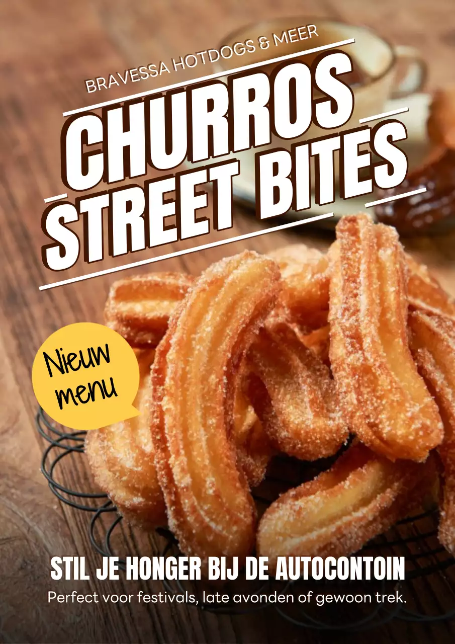 Bruine rustieke straatvoedselreclameposter