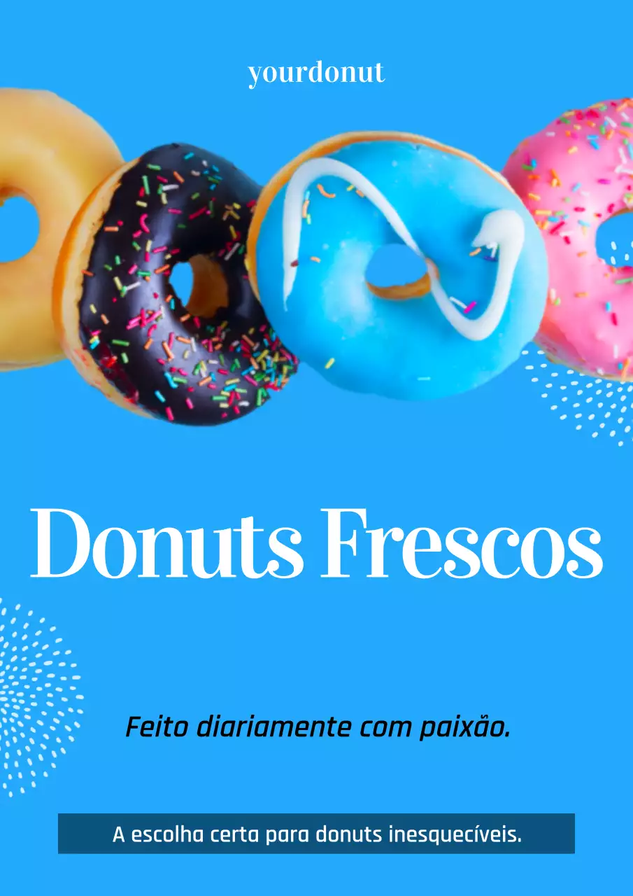 Cartaz de propaganda de donuts da moda azul