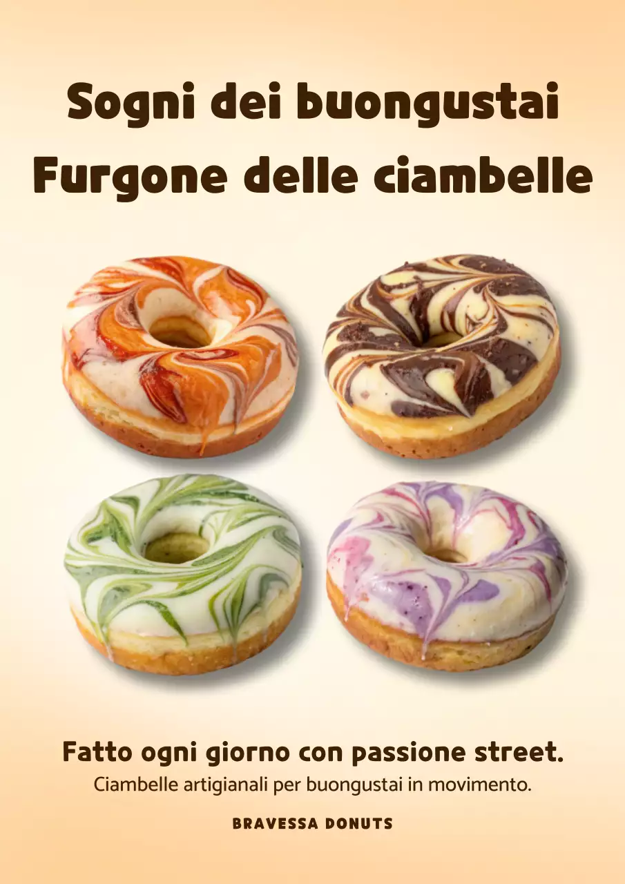 Manifesto pubblicitario di ciambelle alla moda beige