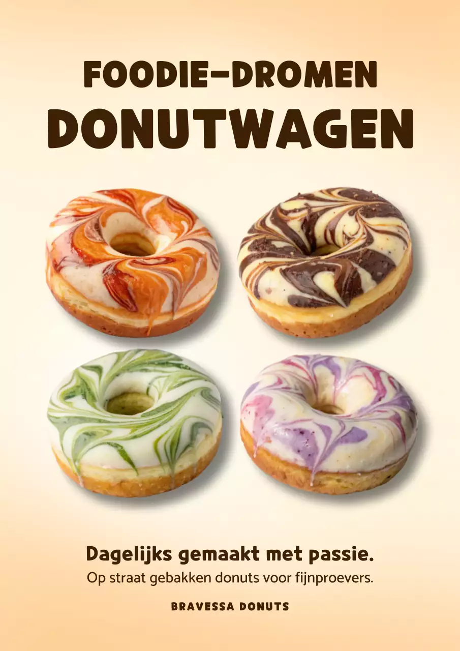 Beige Trendy Donuts Advertentieposter