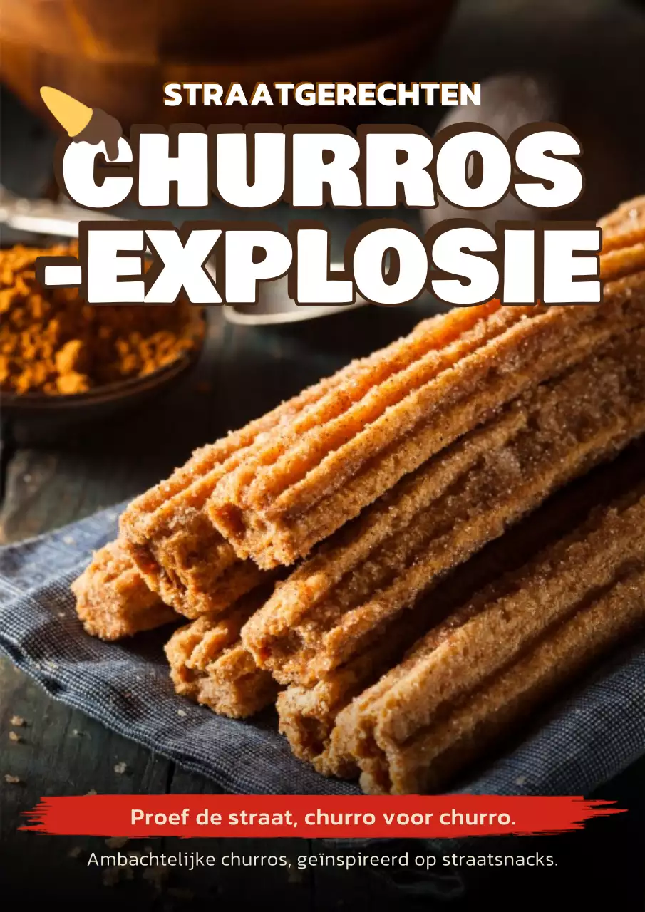 Bruine rustieke churros-reclameposter