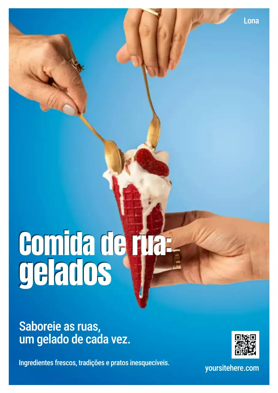 Cartaz de anúncio de sorvete rosa da moda