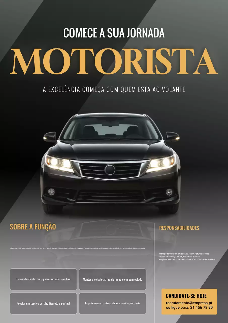 Cartaz de recrutamento amarelo e cinza escuro