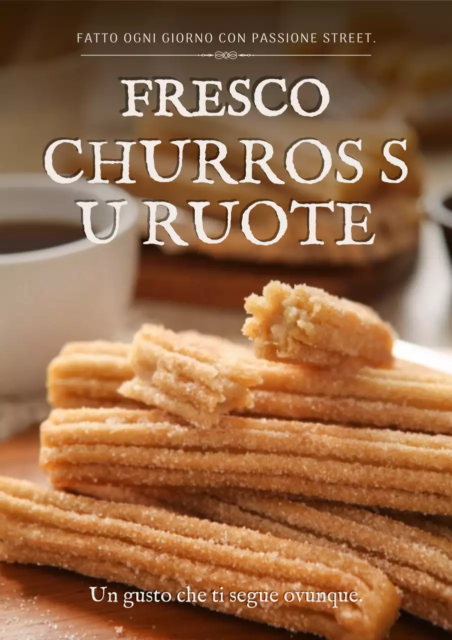 Manifesto pubblicitario di churros rustici