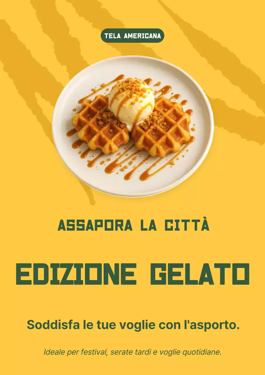 Poster promozionale del dessert retrò giallo