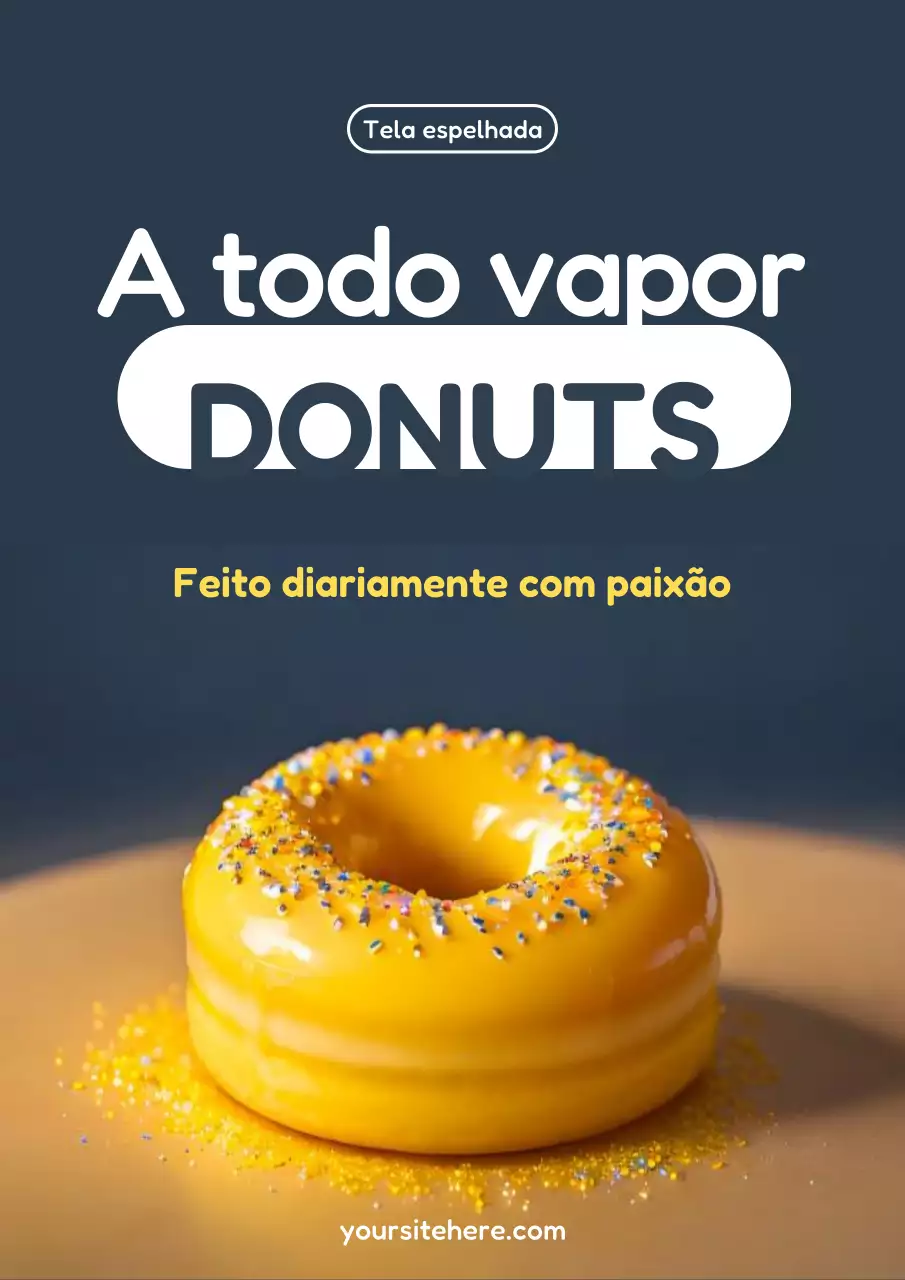 Cartaz publicitário amarelo de donuts modernos