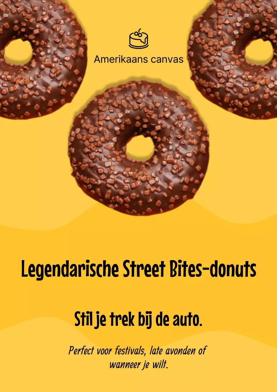 Gele trendy donut-reclameposter