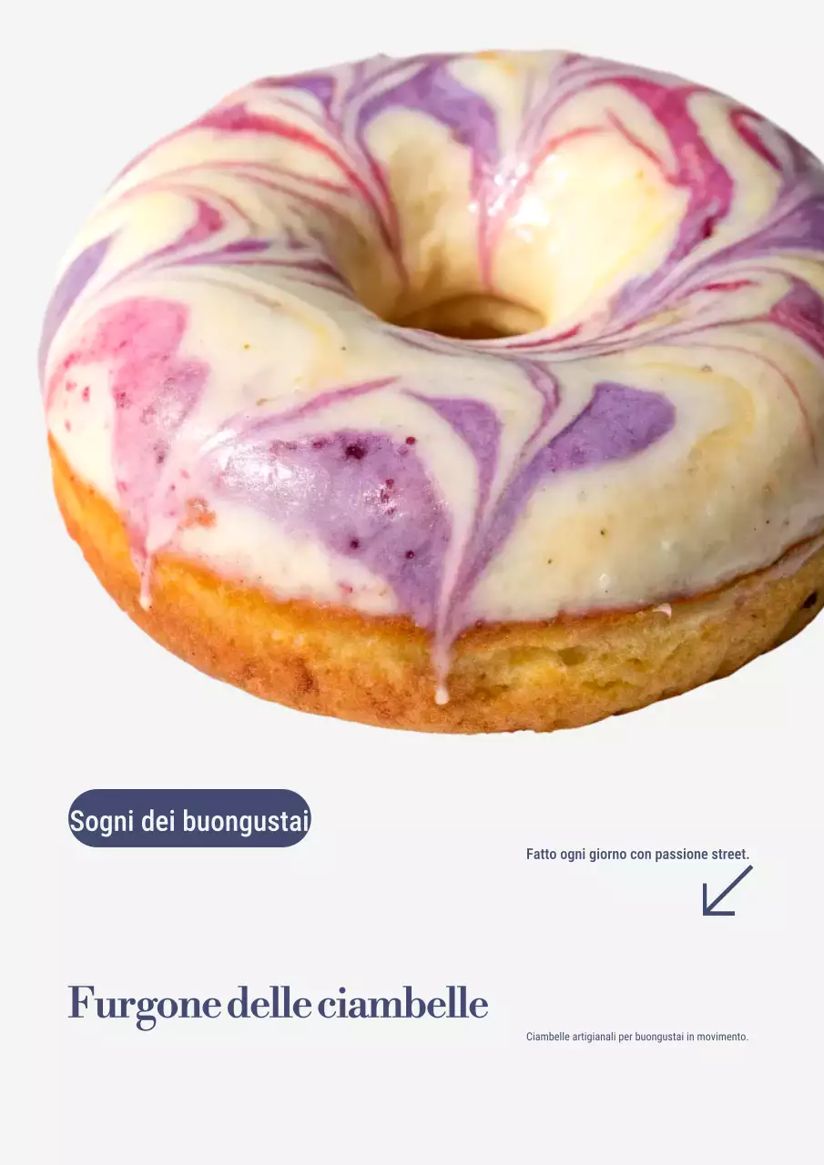 Manifesto promozionale pubblicitario di ciambelle moderne e colorate