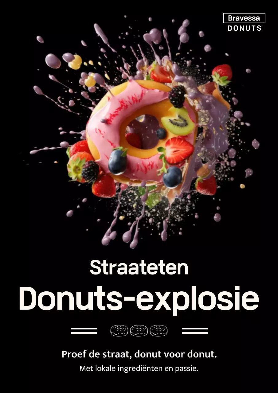 Kleurrijke trendy donuts-reclameposter
