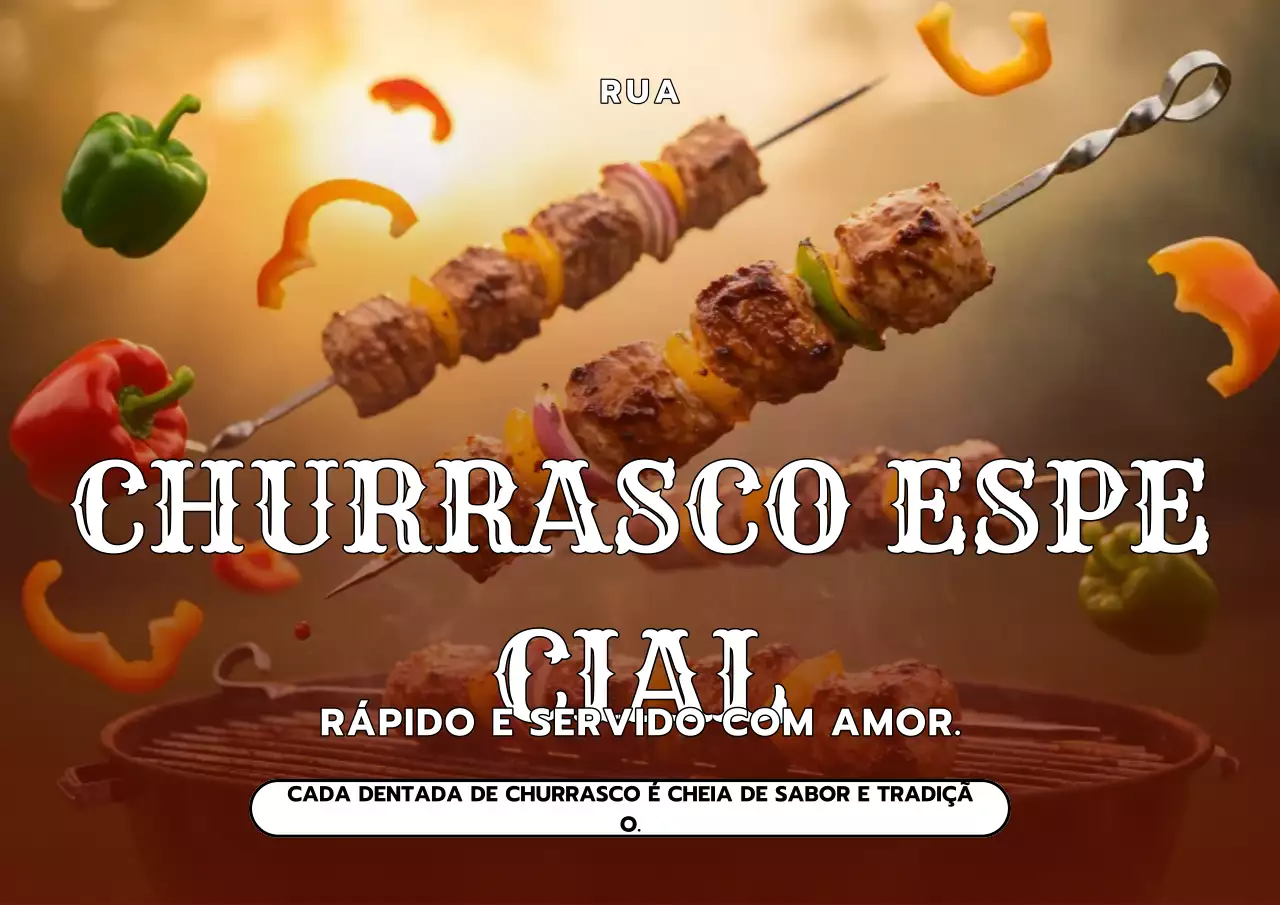 Cartaz de promoções de churrasco no estilo de rua