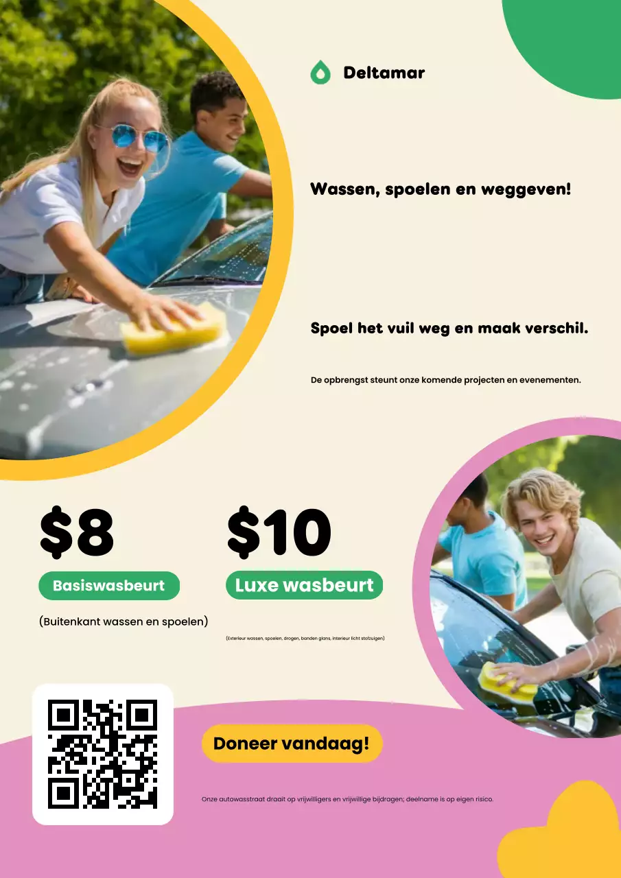 Crèmekleurige, gele en roze poster voor fondsenwervingspakket