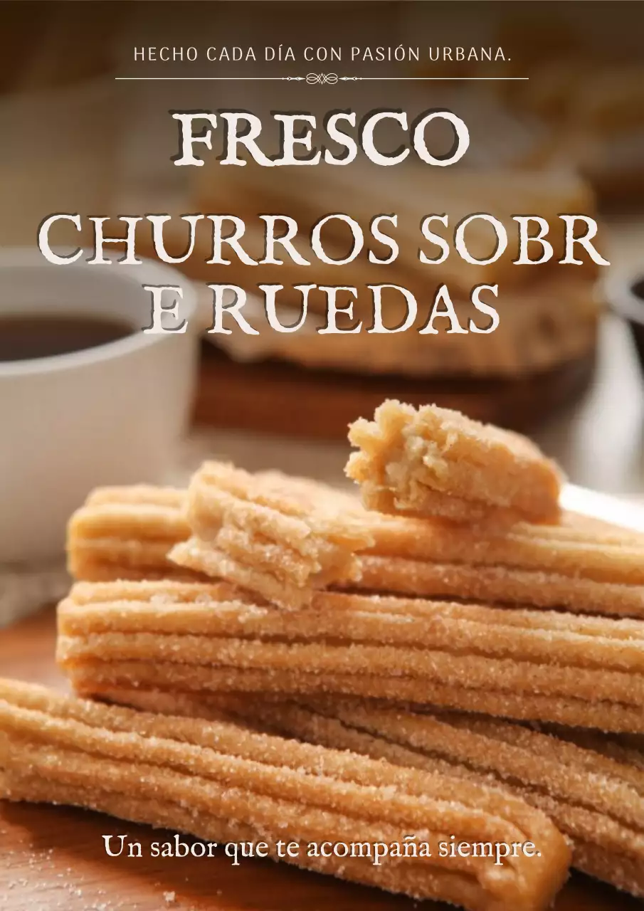 Cartel publicitario de churros rústicos