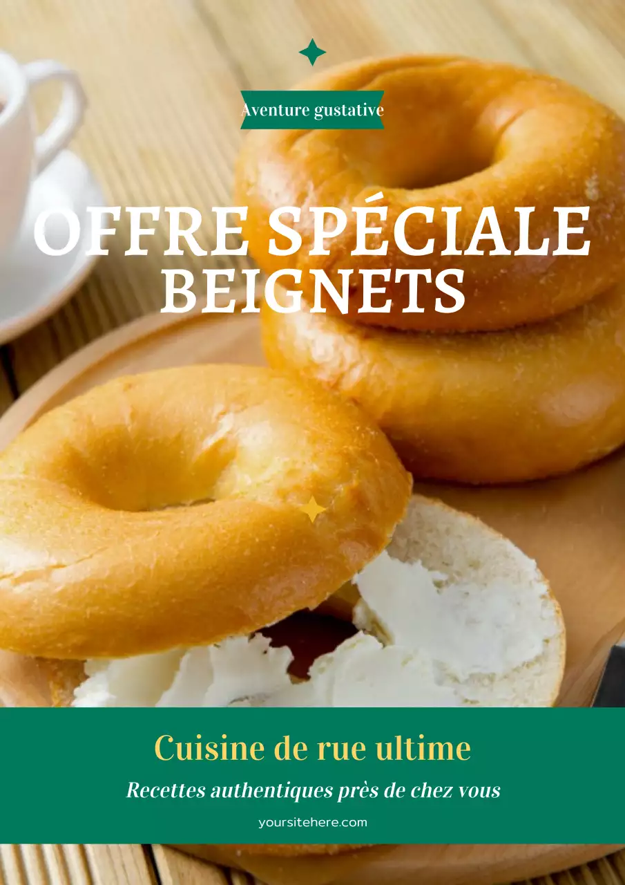 Affiche promotionnelle de beignets rustiques beiges