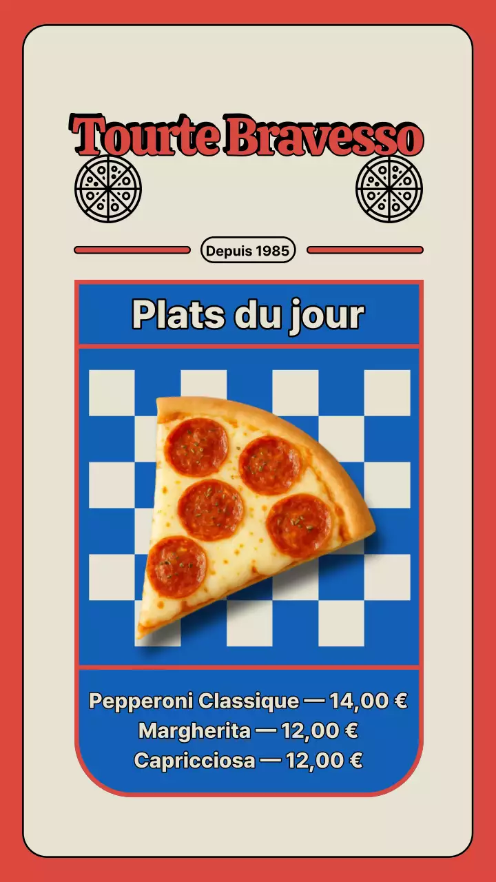 Publication Instagram du menu Red Retro Pizza