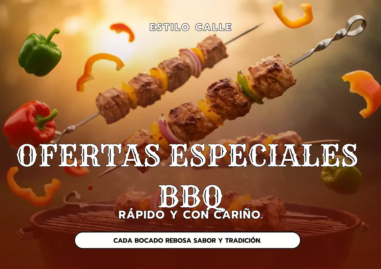 Póster de especiales de barbacoa de estilo callejero