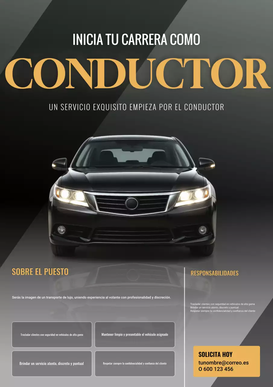 Cartel de reclutamiento en amarillo y gris oscuro