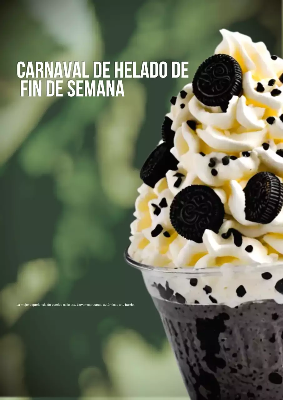 Póster promocional de helado moderno negro