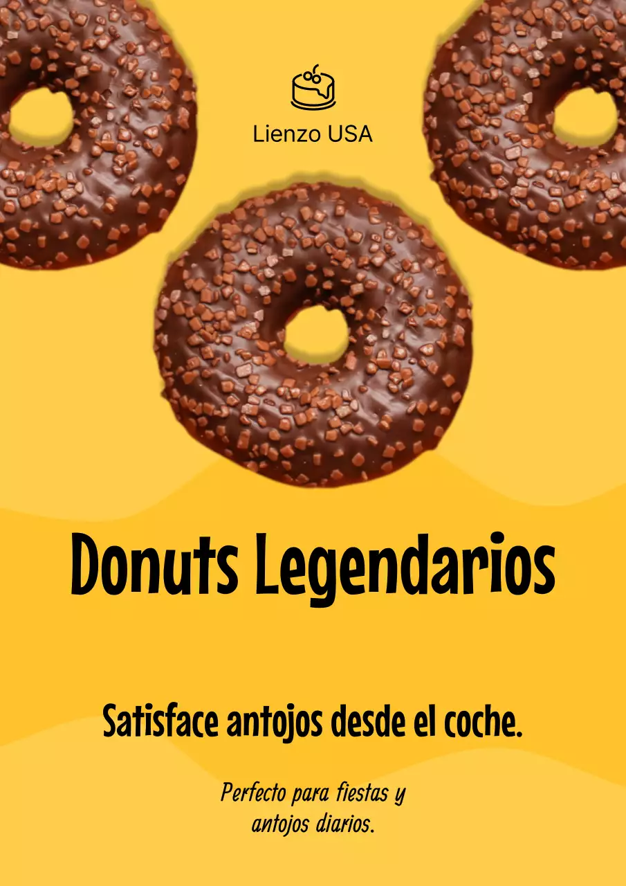 Cartel publicitario de donuts de moda amarillos