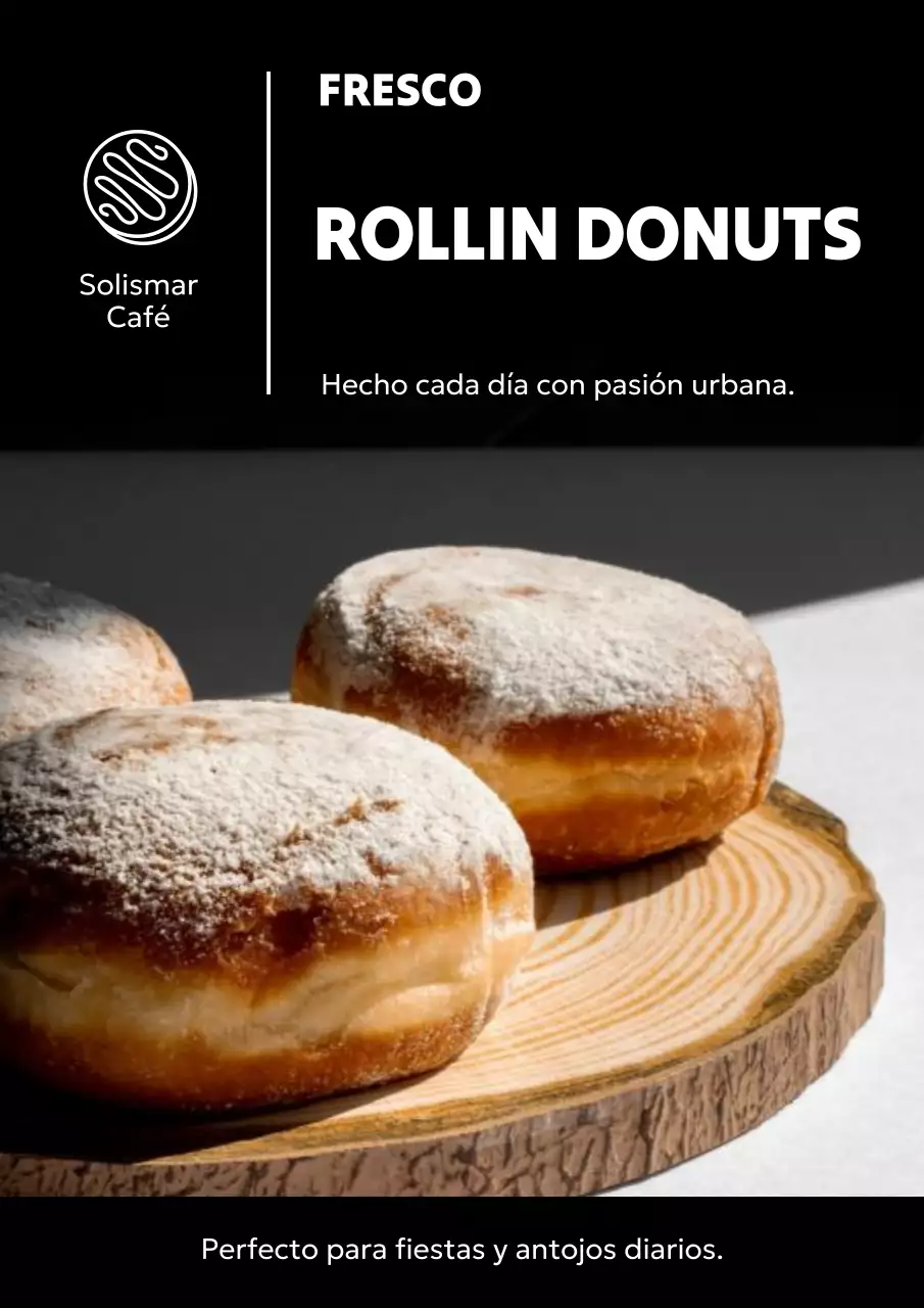 Póster promocional de donas rústicas marrones
