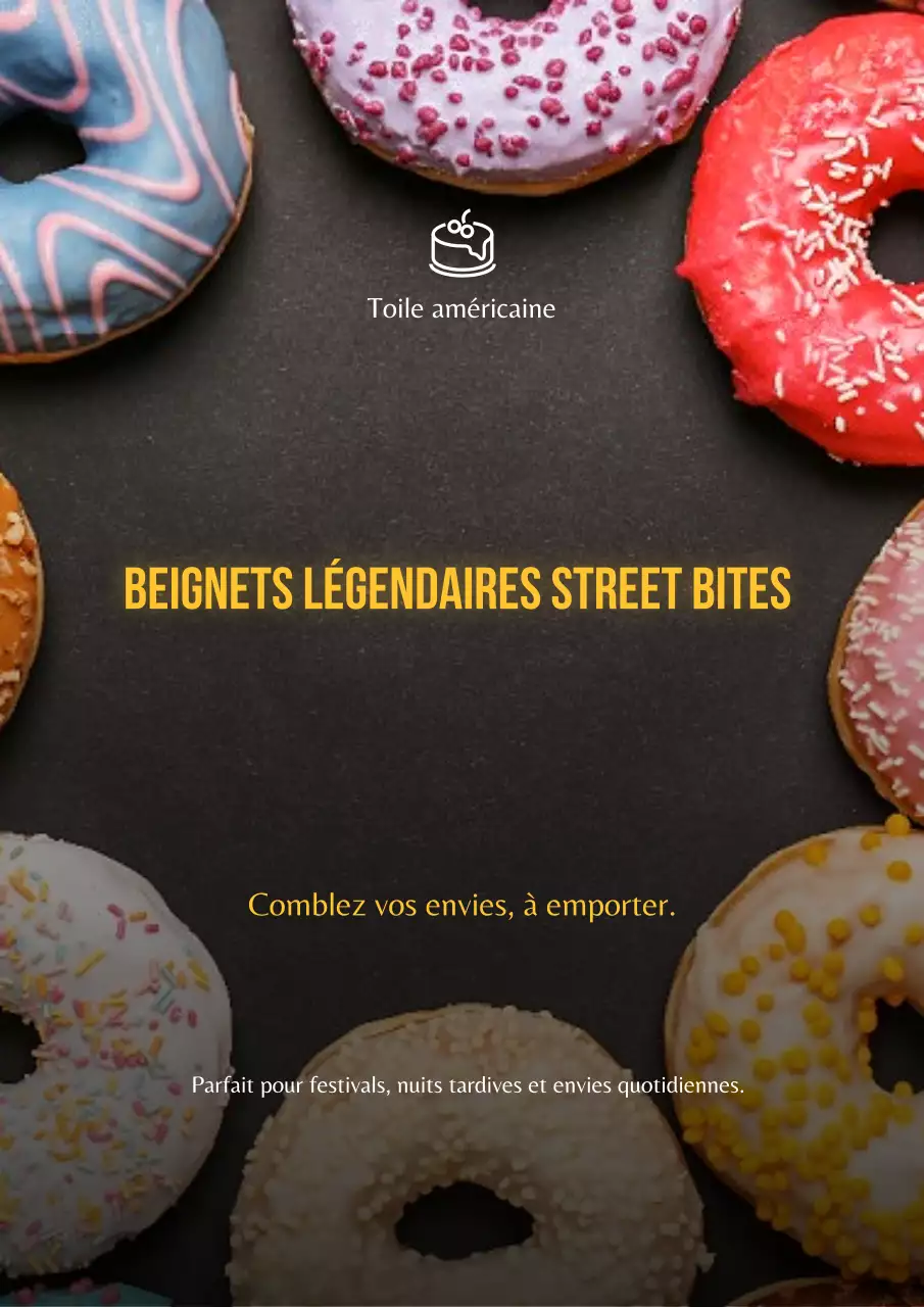 Affiche promotionnelle colorée et moderne pour beignets