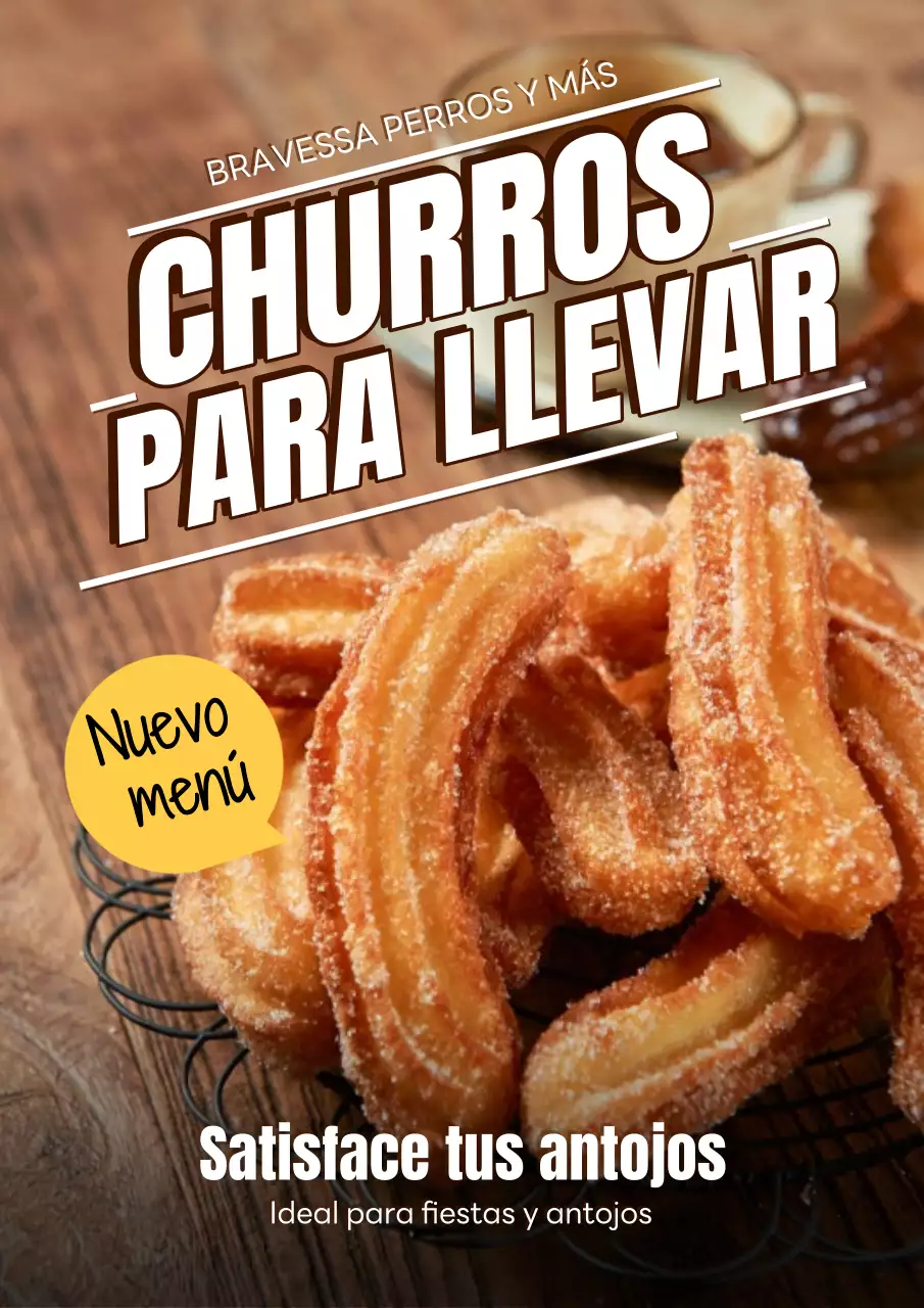 Cartel publicitario de comida callejera rústica marrón