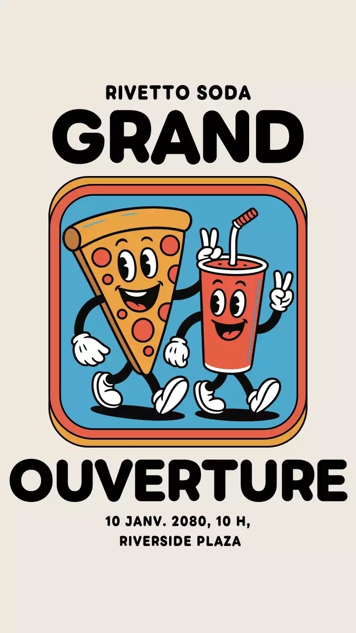 Annonce du restaurant rétro beige sur Instagram