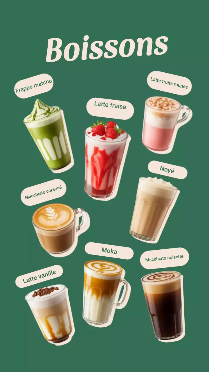 Publication Instagram du menu des boissons vertes