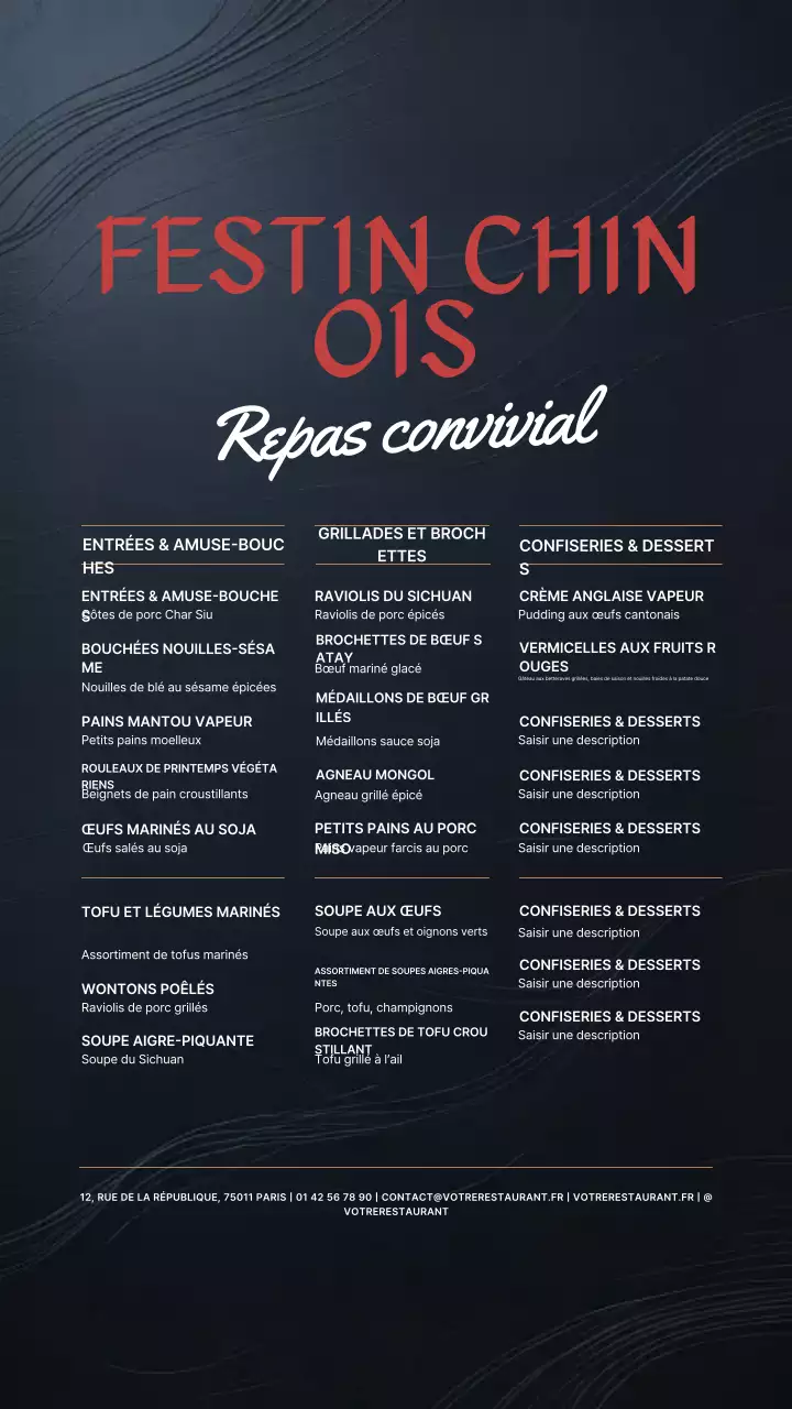 Histoire Instagram de conception de menu élégant et noir