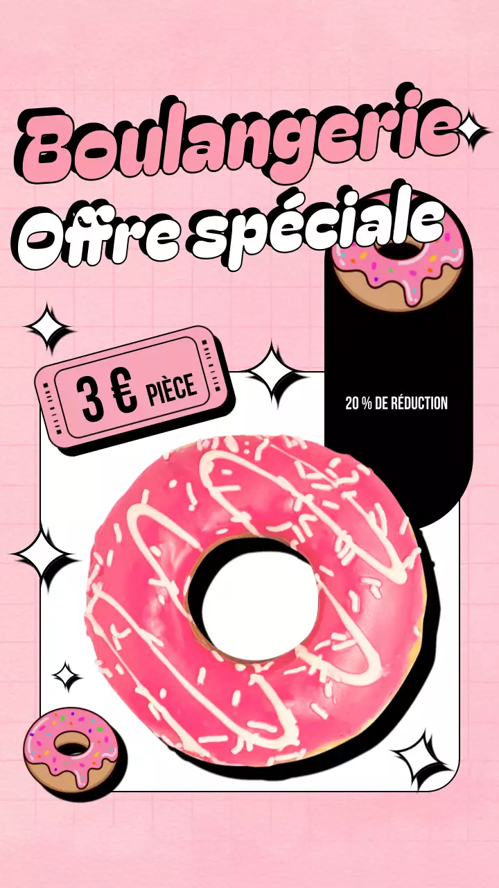 Publication Instagram promotionnelle de la boulangerie rétro rose