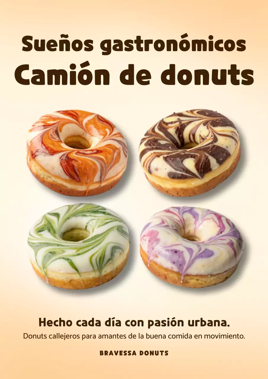 Cartel publicitario de donuts de moda en beige