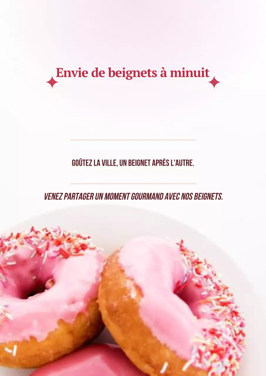 Affiche publicitaire rétro rose pour les beignets