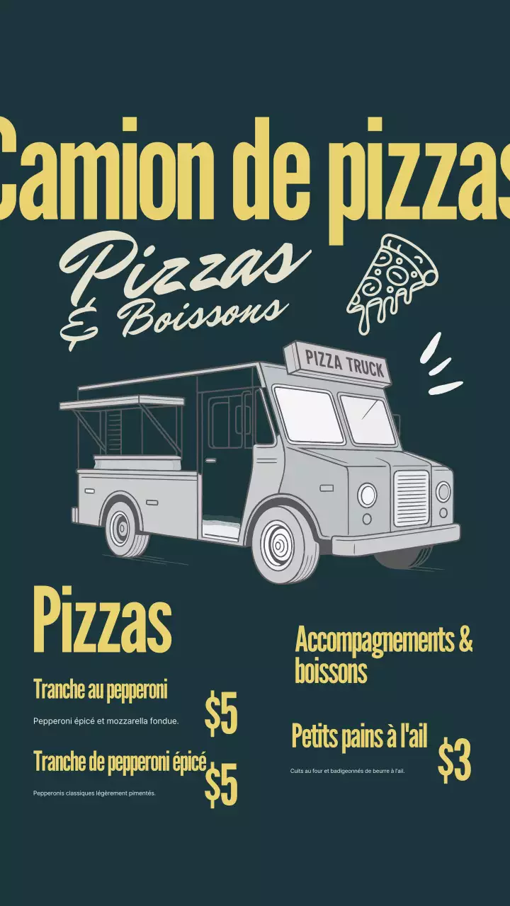 Publication Instagram du menu de la pizza rétro de la marine