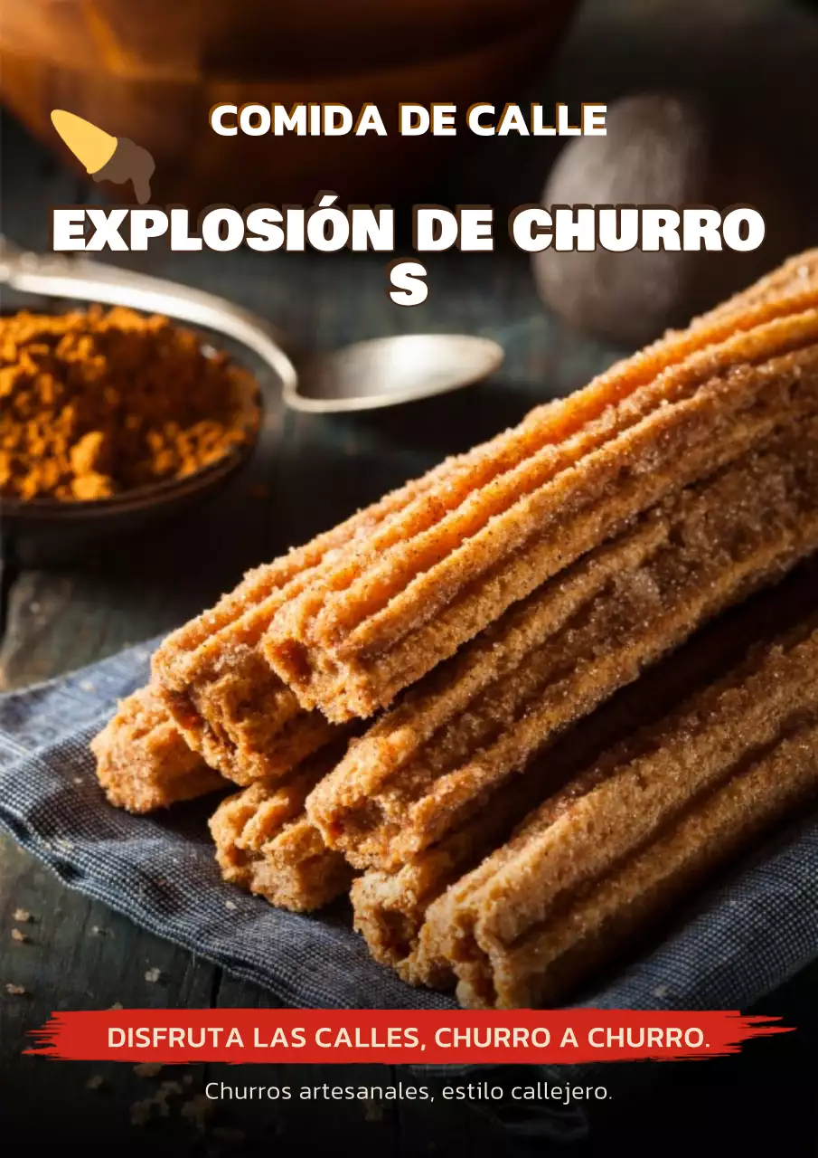 Cartel publicitario de churros rústicos marrones