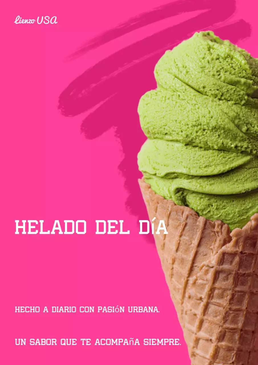 Cartel publicitario de helados de moda verde