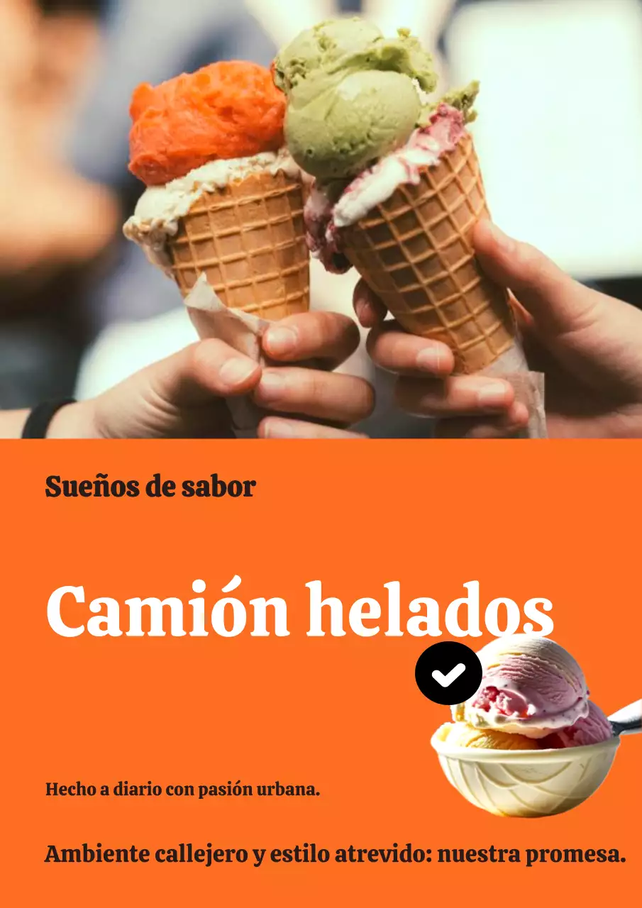 Cartel publicitario de helado retro naranja