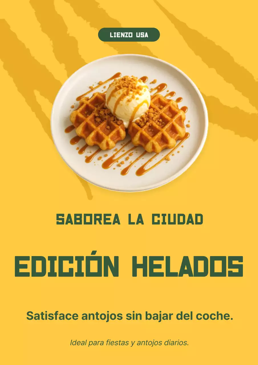 Póster retro amarillo de promoción de postres