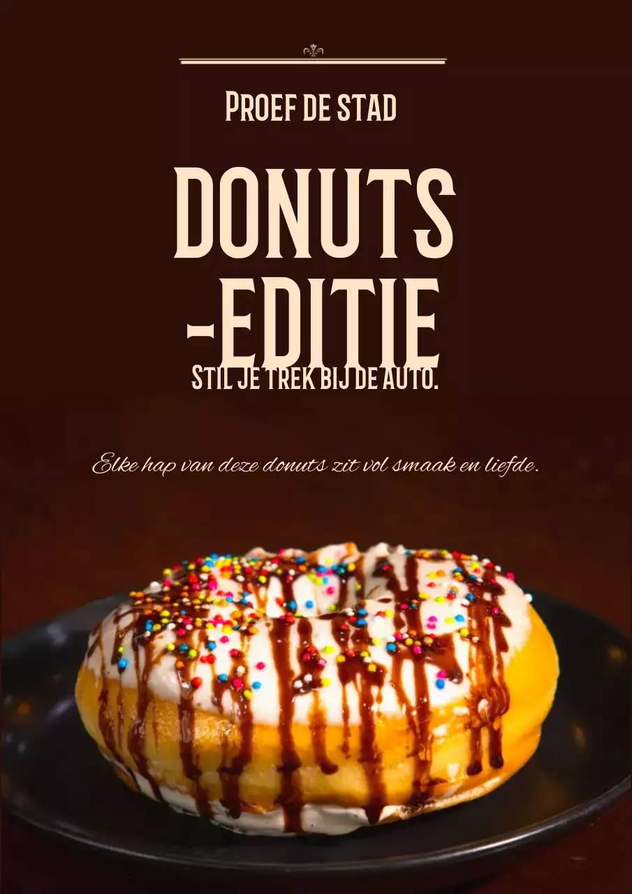 Bruine Retro Donut Advertentieposter