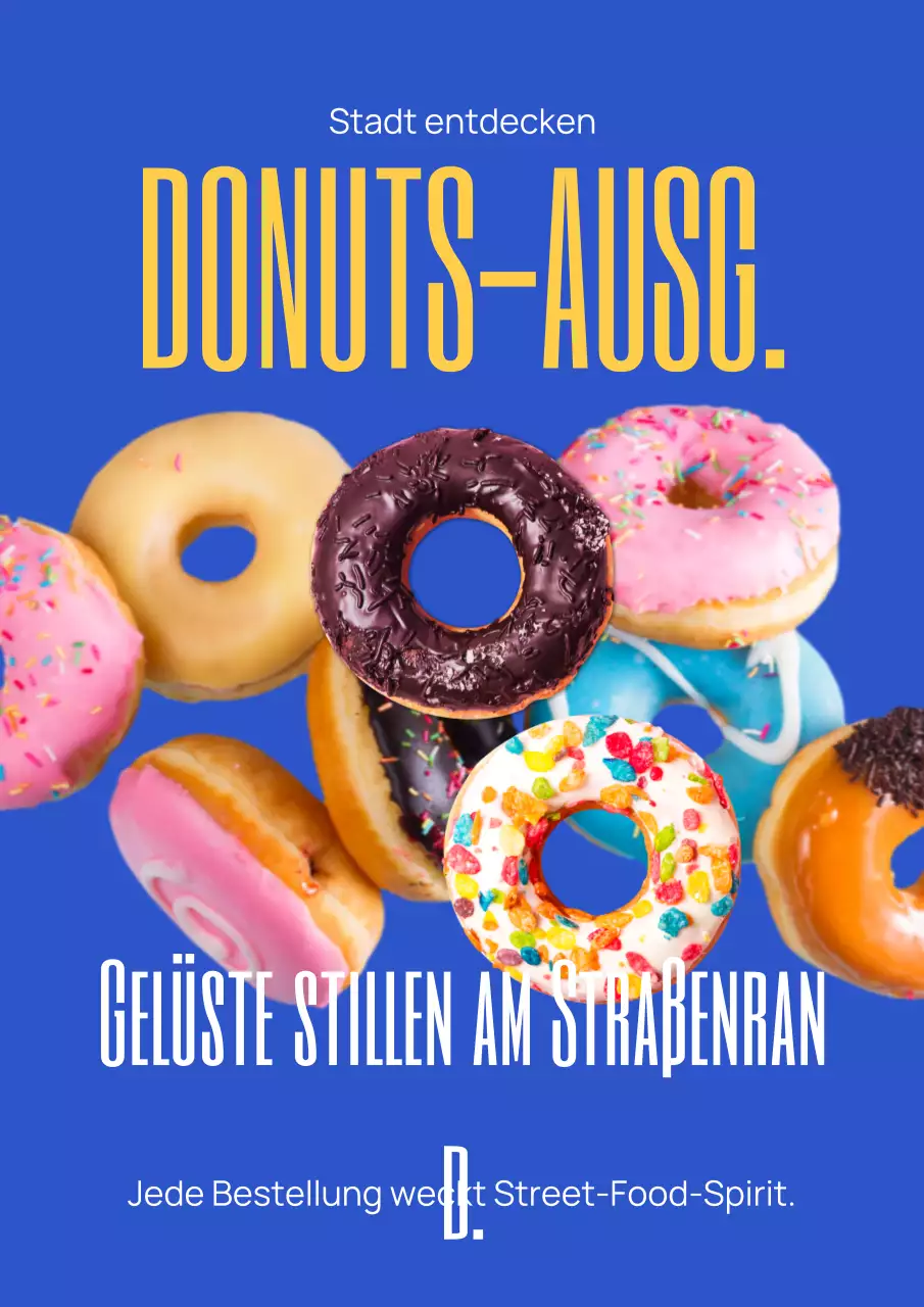 Blaues modernes Donuts-Werbungsplakat
