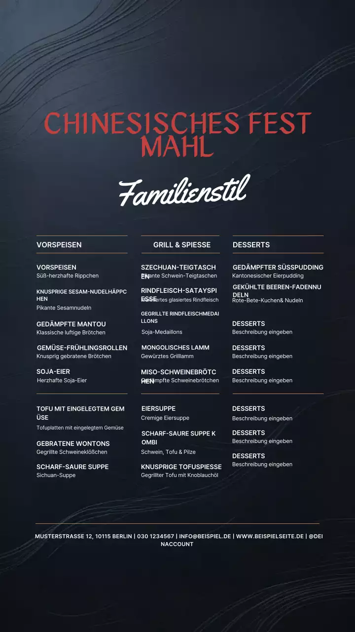 Schwarze, elegante Menü-Design-Instagram-Story