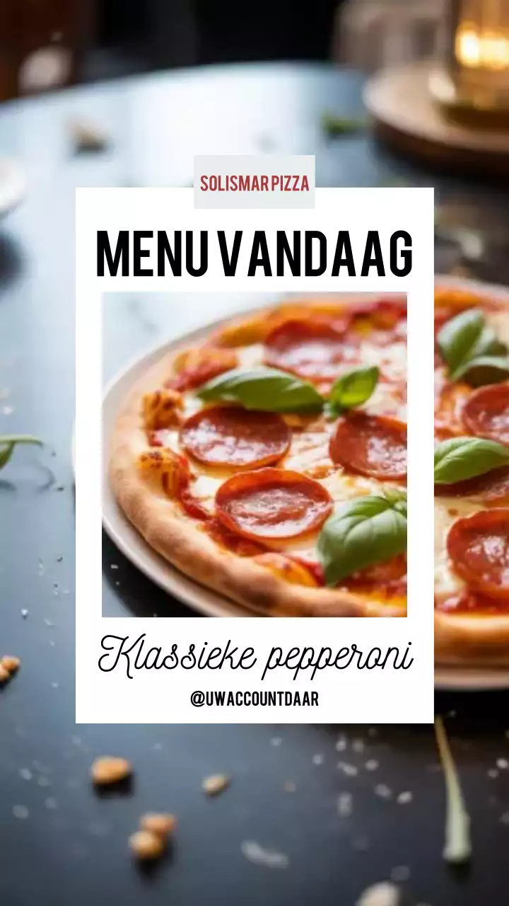 Instagram-bericht over het Red Classic Pizza-menu