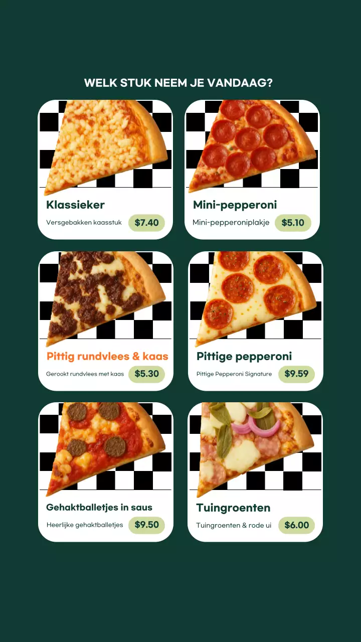 Instagram-bericht over het Green Modern Pizza-menu