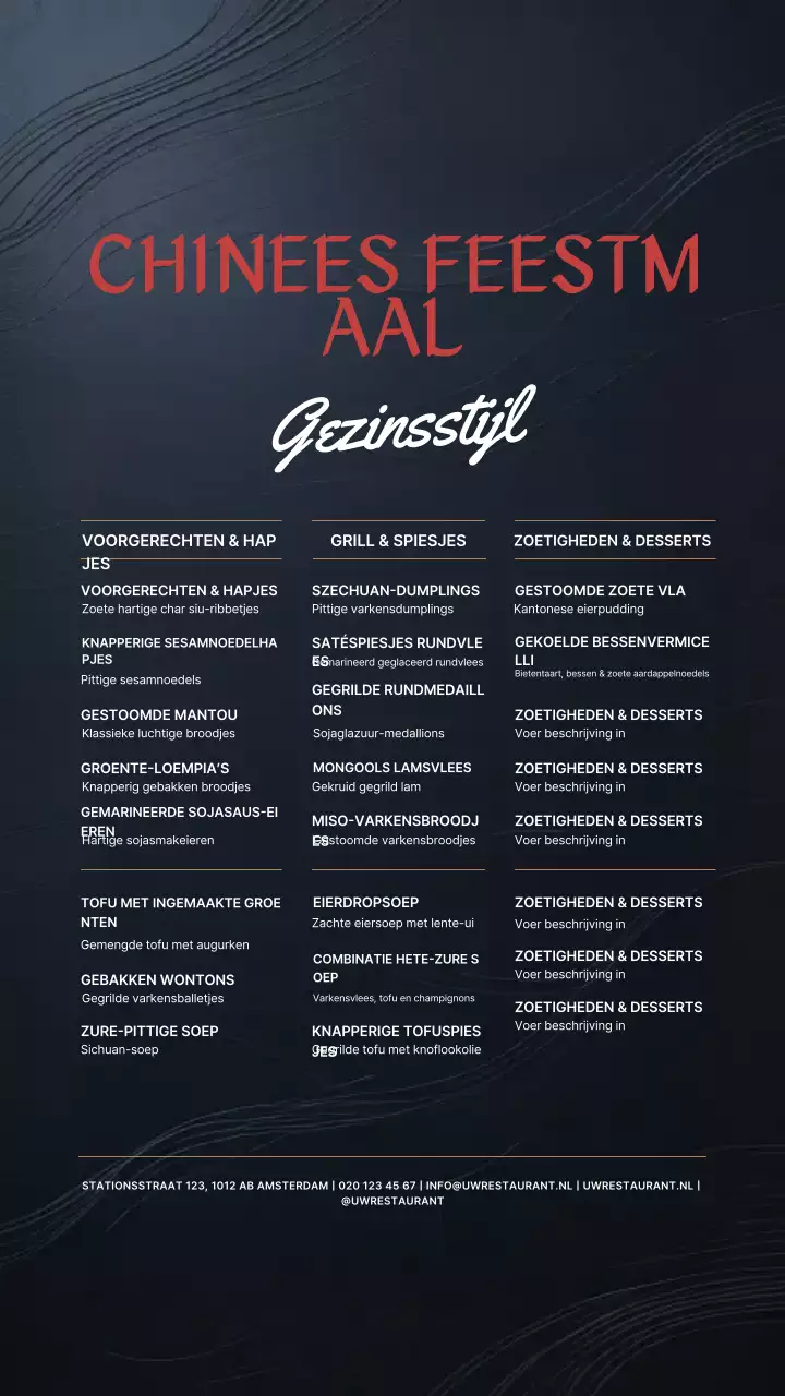 Zwart elegant menu-ontwerp Instagram-verhaal