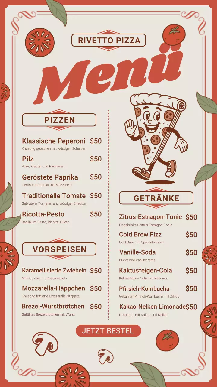 Red Retro Pizza Menü Instagram Story