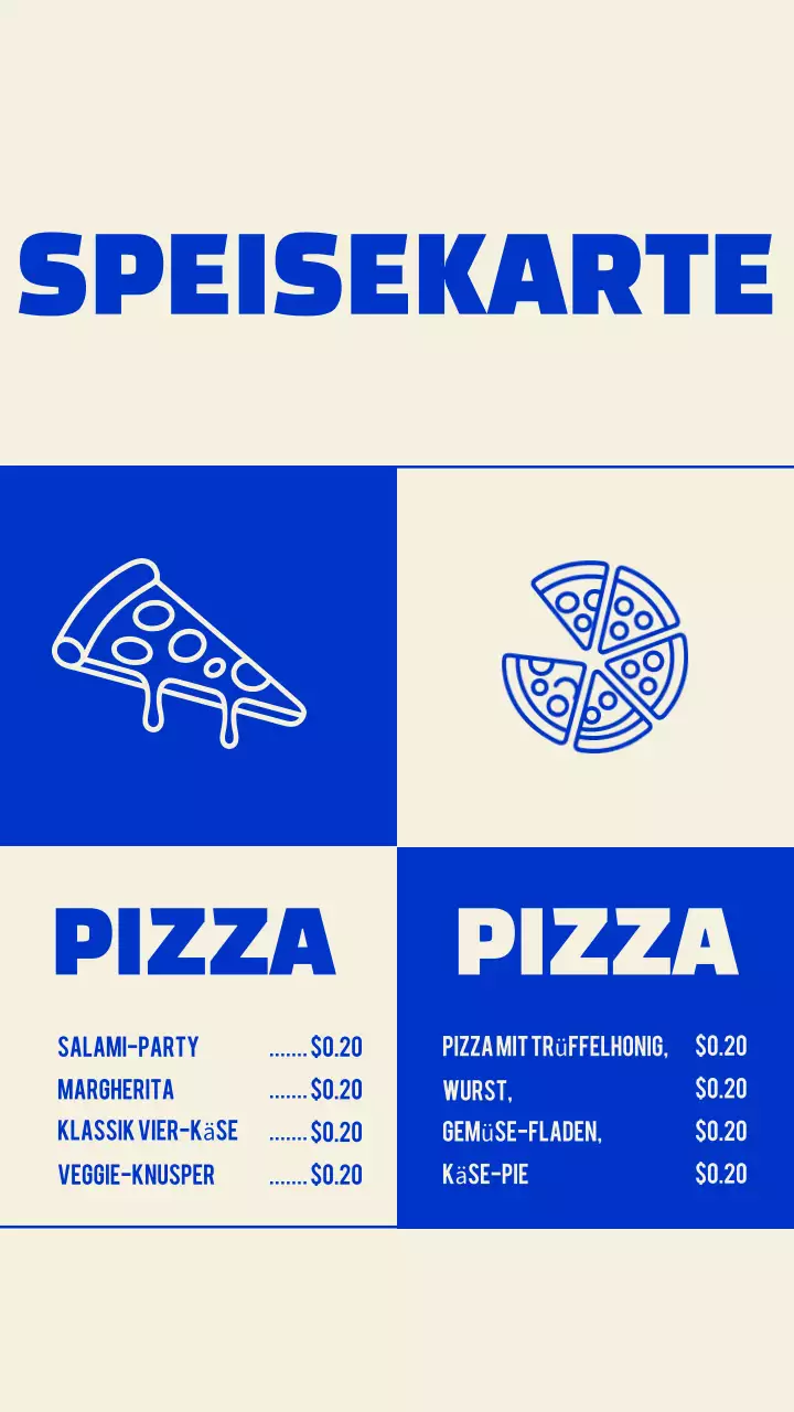 Instagram-Beitrag mit blauem modernem Menüdesign