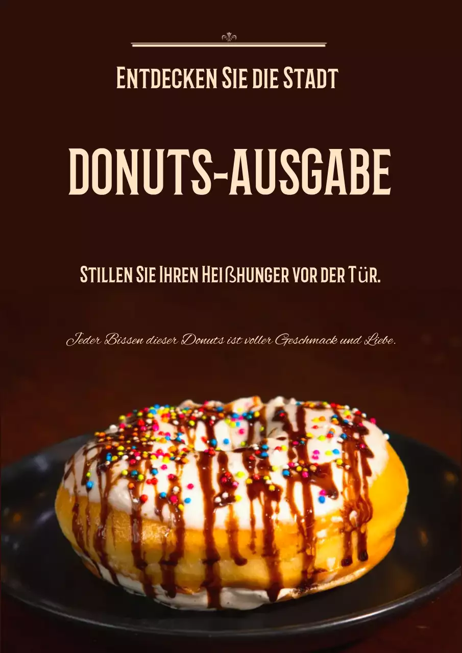 Braunes Retro-Donut-Werbungsplakat