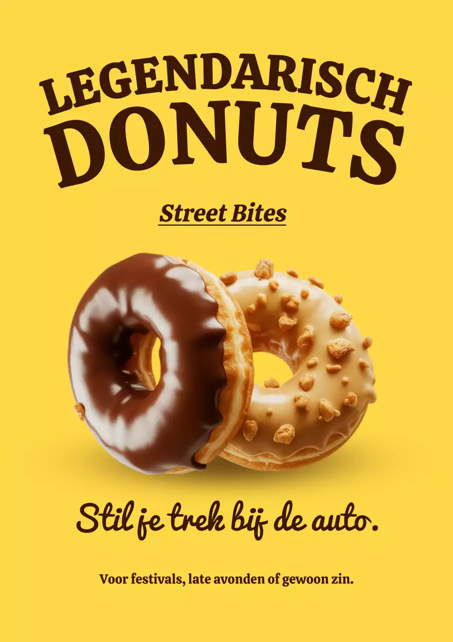Beige Retro Donut Promotieposter