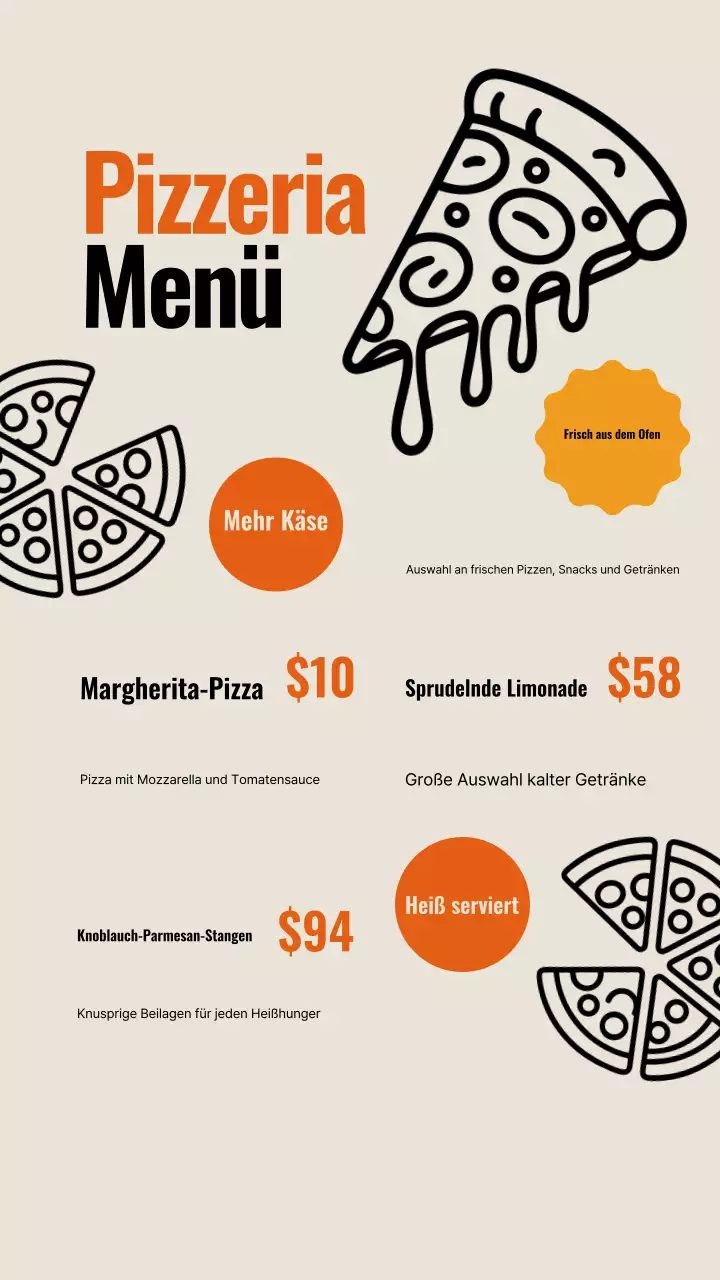 Orange Bold Pizza Menü Werbung Instagram Post